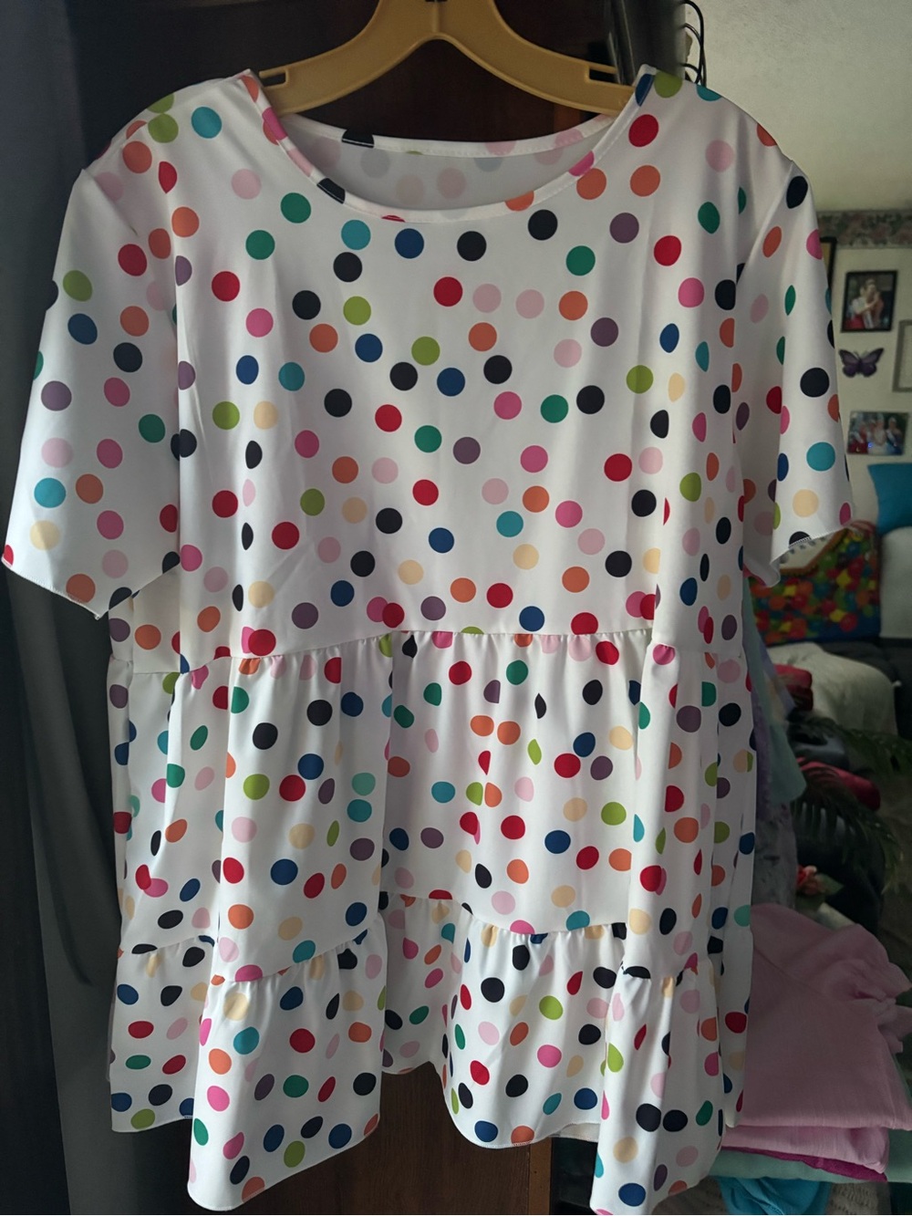White Polka DotTop - Colorful Dots